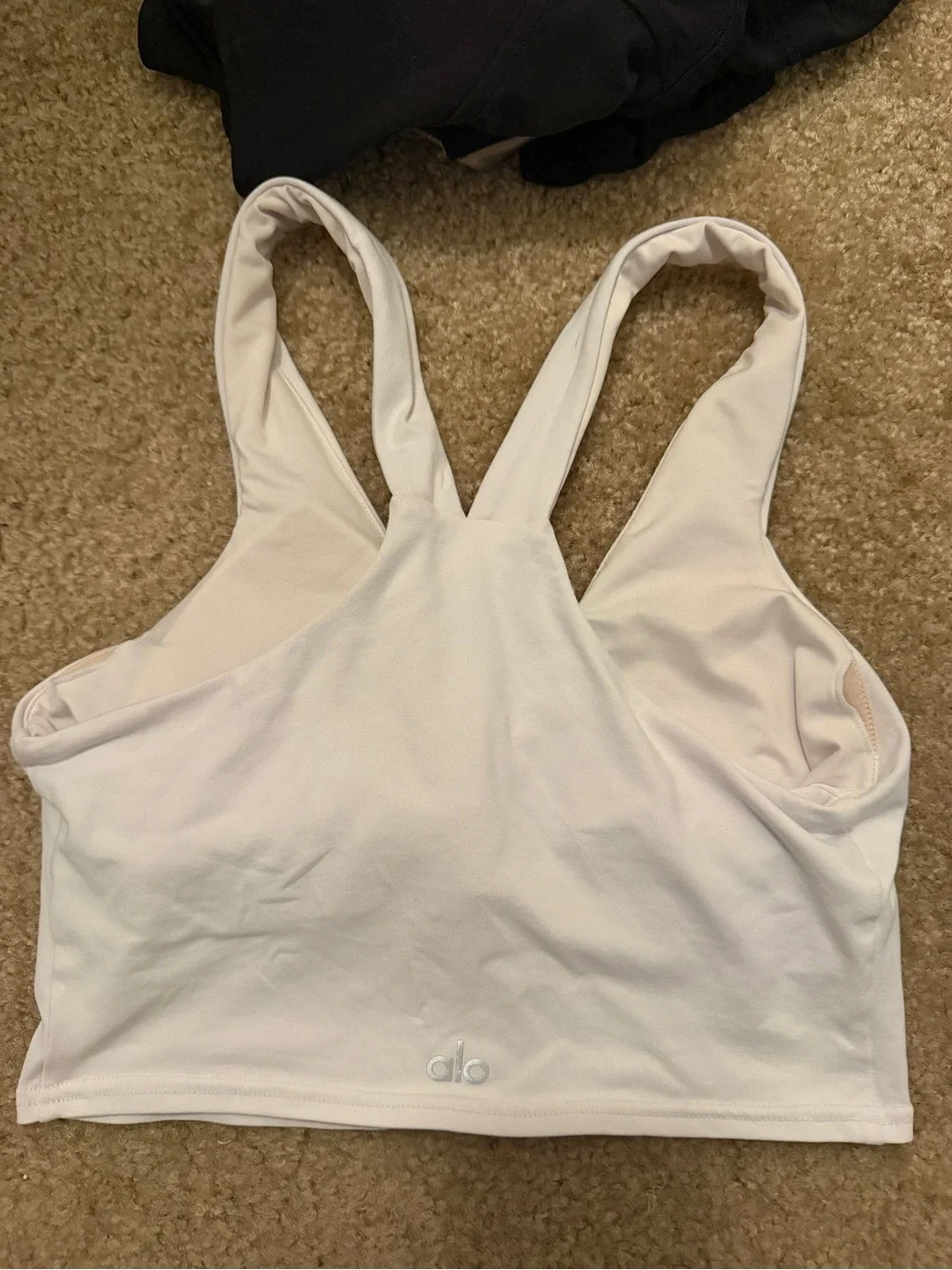 ALO Yoga White V-Neck Sports Bra Tank